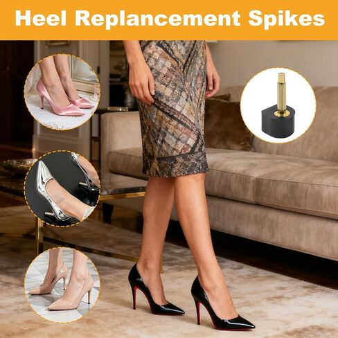 20 Pairs High Heel Replacement Tips - 5 Size U-Shape Womens Shoes Heel Tips Repair Kit, Heels Caps for High Heels, Non-Slip Shoe Tips for Women's Shoes (8/9/10/11/12/12.5mm,Black) in Saudi Arabia