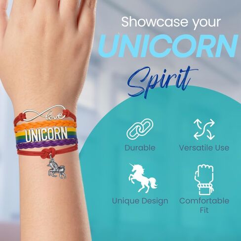 Unicorn Bracelet – Infinity Love Charm with Rainbow Bands and Unicorn Pendant – Giftable in Saudi Arabia