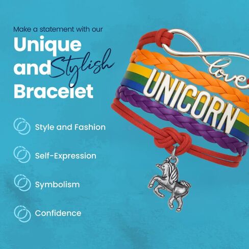 Unicorn Bracelet – Infinity Love Charm with Rainbow Bands and Unicorn Pendant – Giftable in Saudi Arabia