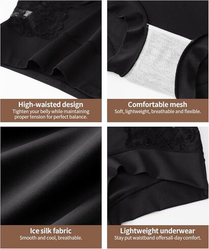 Womens Mid Rise Underwear, Patchwork Lace Boxer Panty Tummy Control Breathable Soft Stretch Panties for Ladies in Saudi Arabia