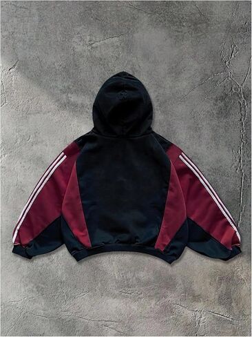 Men's Gothic Spiderweb Graphic Hoodies Striped Baggy Fall Sweatshirts Color Block Grunge Pullovers in Saudi Arabia