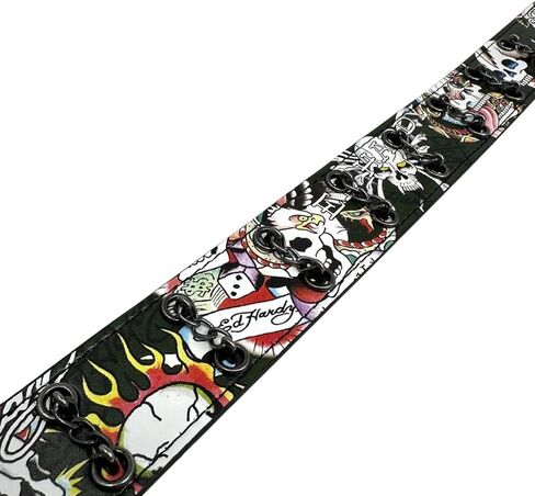 طباعة وشم جمجمة للرجال من ED HARDY مع حزام بسلسلة مقاس 38 مم in Kuwait