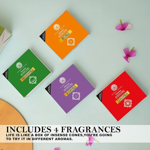 حزمة متنوعة من مخاريط البخور، مجموعة فيدا Samaveda Rigveda Yajurveda Atharvaveda، 80 مخاريط طبيعية ملفوفة يدويًا، رائحة طويلة الاحتراق، خالية من الفحم، استرخاء اليوغا والتأمل in Saudi Arabia
