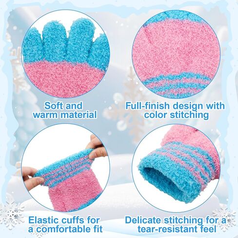 4 Pairs Kids Winter Knit Gloves Stretchy Full Finger Fluffy Mittens for Toddler Boys Girls 1-11 Years in Saudi Arabia