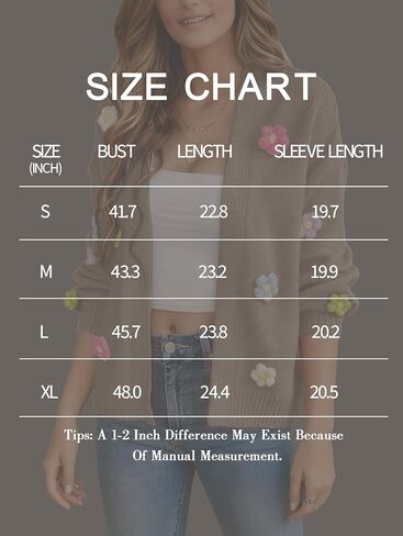 Cardigan Sweaters for Women, 3D Floral Embroidery Knit Cardigan Y2K Open Front Lightweight Sweater in Saudi Arabia