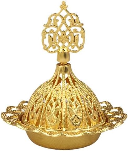 Middle East Style Decorative Incense Burner Unique Metal Censer Elegant Design for Relaxation Compact and Stable Incense Holder for Aromatherapy (03) in Saudi Arabia