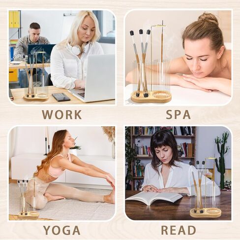 حامل عصي البخور 2 في 1 مع مساحة تخزين، حامل بخور للتعليق رأسًا على عقب مع جهاز التقاط الرماد الزجاجي ومنظم أعواد البخور لديكور المنزل والتأمل واليوجا in Kuwait