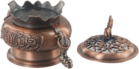 Chinese Style Zinc Alloy Incense Burner and Porcelain Decoration Charcoal Incense Holder, Red Copper in Saudi Arabia