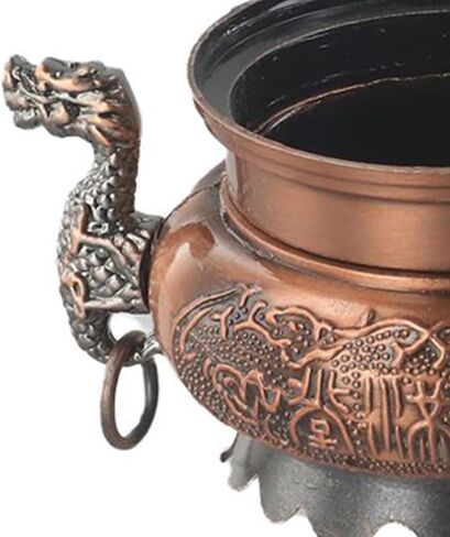 Chinese Style Zinc Alloy Incense Burner and Porcelain Decoration Charcoal Incense Holder, Red Copper in Saudi Arabia