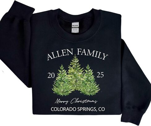 Personalized Family Christmas Sweatshirt 2025, Custom Name Matching Family Christmas Sweaters, Vintage Xmas Tree Hoodie, Merry Christmas, Family Name Christmas Crewneck in Saudi Arabia