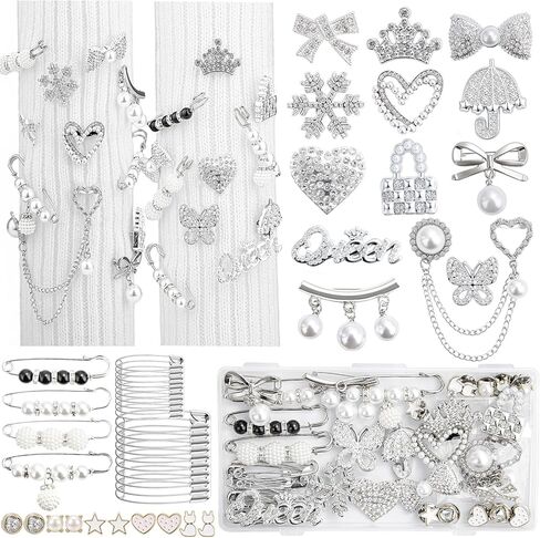 RQAYE 80pcs Junk Socks Charms Kit, Brooches and Pins for Women,Shoe Charms,Junk Charms for Socks,Shoe Charms for Sneakers, Charms for Socks Safety Pin,Brooches for Women in Kuwait