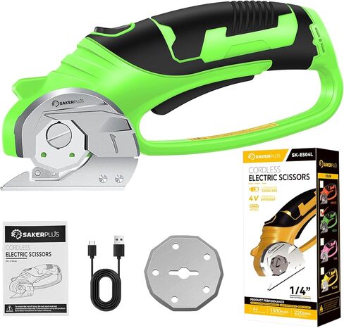 Cordless Electric Scissors,4V Rechargeable Cardboard Box Cutter Heavy Duty Fabric Scissor with Safety Lock & LED Light,Power Rotary Cutter for Leather Carpet Plastic Cutting,Sewing,Crafting in Kuwait