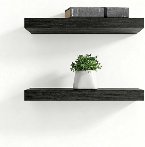 Solid Wood Floating Shelves,15in Finished Real Wood Wall Shelves with Heavy-Duty Hidden Bracket, Easy Installation, Set of 2, 15in x 7.9in x 1.5in, for Living Room Bedroom Kitchen,Bronze in Saudi Arabia