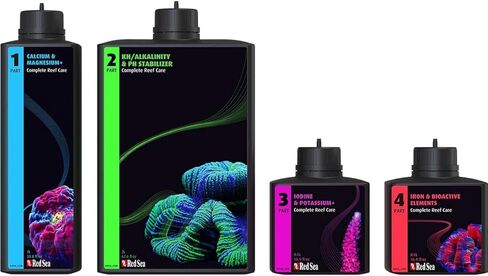 Red Sea Small (40 Gallon) 4-Part RCP Complete Reef Care Supplement Dosing System for Saltwater Mixed Reef Marine Aquariums for Optimal Coral Growth in Kuwait