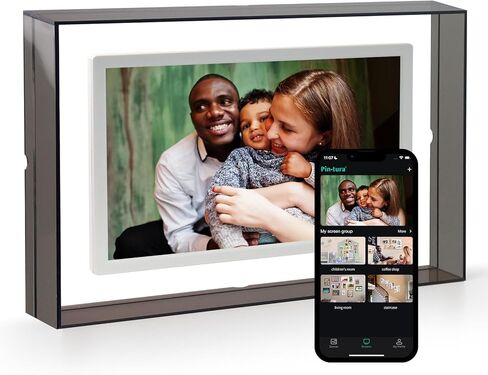 إطار صور رقمي من PINTURA، إطار صور رقمي واي فاي 10.1 بوصة شاشة 1280 * 800 عالية الدقة، تخزين 64 جيجابايت، تدوير تلقائي، قابل للتركيب على الحائط، مشاركة الصور/مقاطع الفيديو على الفور عبر تطبيق Pintura، ذهبي in Kuwait