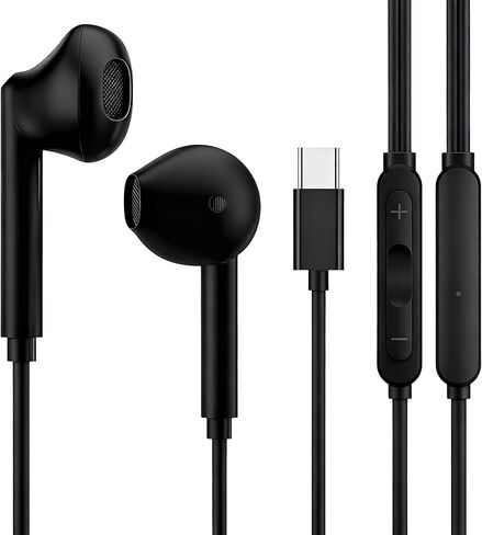 USB C Headphones for iPhone 16 15, Wired Headphones USBC for iPad Pro Air Mini, iPad 10th, MacBook, Type C Earbuds for Samsung, Google Pxiel, Earphones for Lenovo, Dell, Microphone, Volume Control in Kuwait