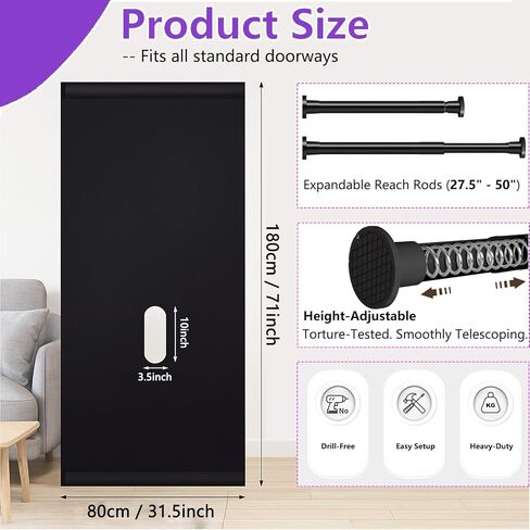 Glory Hole Adjustable Doorway Curtain Kit - Portable Wall Partition for Most Standard Doors, Durable Room Divider for Fun Playtime in Saudi Arabia