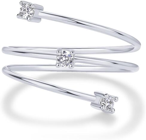 PAVOI 14K Gold Plated Dainty Wrap Ring for Women - Thin Spiral Band with Cubic Zirconia - Minimalist Dainty Open Rings for Women - Wrap Around Bands Trendy Fashion Jewelry in Saudi Arabia