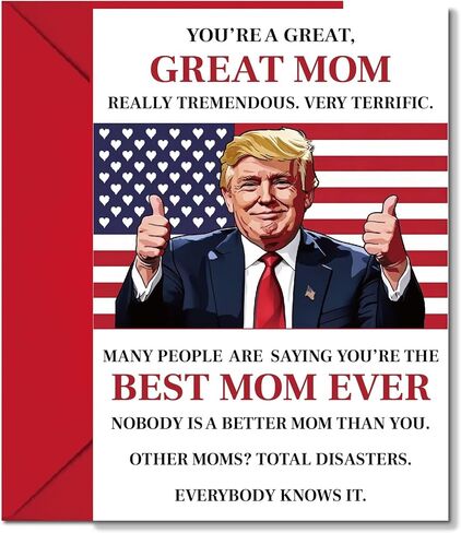 Funny Trump Mothers Day Card from Daughter, Son or kids, Hilarious & Heartfelt Message, Premium Quality Greeting Card for Mom, Grandmother or Wife, Ideal for Happy Birthday & Mother's Day Gift in Kuwait