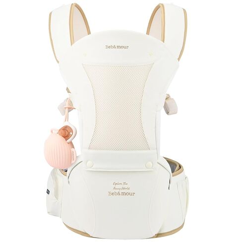Bebamour Baby Carrier with Hip Seat,All-Position Breathable Mesh Hip Seat & Carrier 0-36Months with Head Hood, 3 PCS Teething Pads, Waist Extender,Storage Bag & Pacifier Case,Black in Saudi Arabia