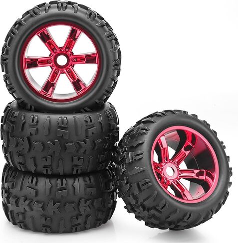 17mm Hex RC Wheels & Tires Set, daitoku 4PCS Pre-Glued 1/8 Monster Truck Wheels Off-Road Tires for Traxxas Maxx E-Revo 2.0/3.3 Summit Arrma Kraton Outcast 4-6S (Black) in Saudi Arabia