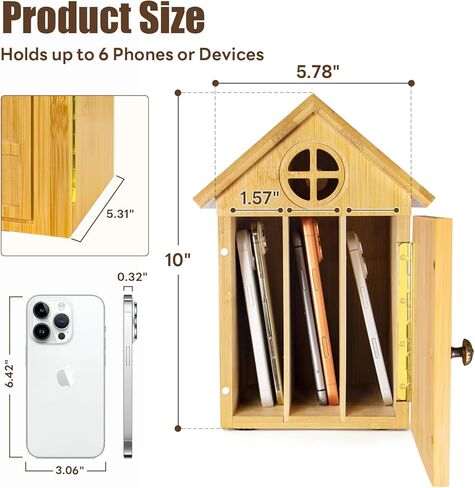 Family Time Phone Organizer — Bamboo Phone Storage Box with Charging Ports, Holds Up to 6 Phones Self-Discipline Phone Holder Helps Children and Adults Regain Focus in Saudi Arabia