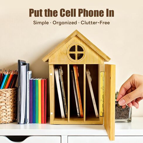 Family Time Phone Organizer — Bamboo Phone Storage Box with Charging Ports, Holds Up to 6 Phones Self-Discipline Phone Holder Helps Children and Adults Regain Focus in Saudi Arabia