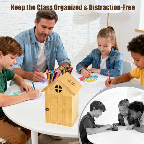 Family Time Phone Organizer — Bamboo Phone Storage Box with Charging Ports, Holds Up to 6 Phones Self-Discipline Phone Holder Helps Children and Adults Regain Focus in Saudi Arabia