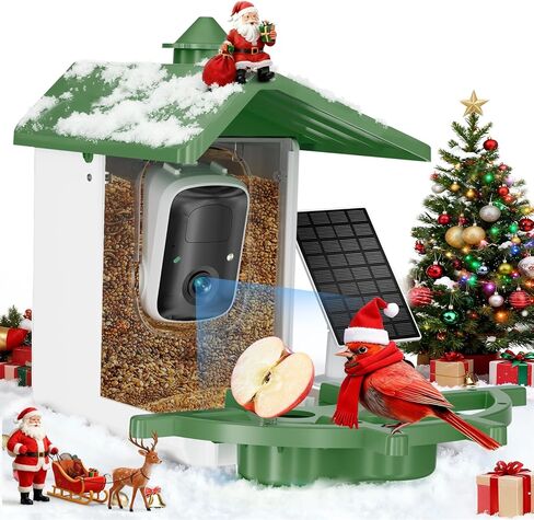 Smart Bird Feeder with Camera – 2K HD, AI Recognition & 2-Way Audio, Solar-Powered, Night Vision, IP65 Waterproof, WiFi Birdhouse for Bird Lovers (Green) in Saudi Arabia