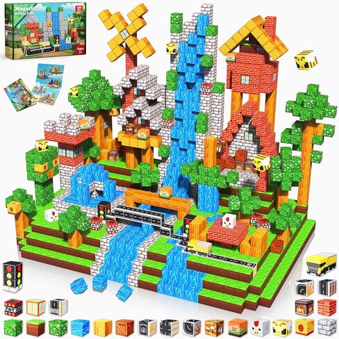 Magnetic Blocks - 150PCS Magnetic Building Blocks Road Forest Magnetic Cubes - Magnetic Toys for Montessori Toddler Birthday Gifts -STEM Sensory Construction Toys for Kids Ages 3+ for Boy & Girl in Kuwait
