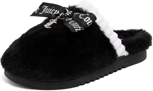 Juicy Couture Women's Faux Fur Slippers – Fuzzy Closed-Toe, Fluffy Winter House Shoes, Comfortable Slip-Ons in Kuwait