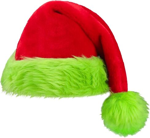 3 PCS Women Green Monster Christmas Costume Long Sleeve Fuzzy Trim Santa Dress Set with Hat & Stocking S-XXL in Saudi Arabia