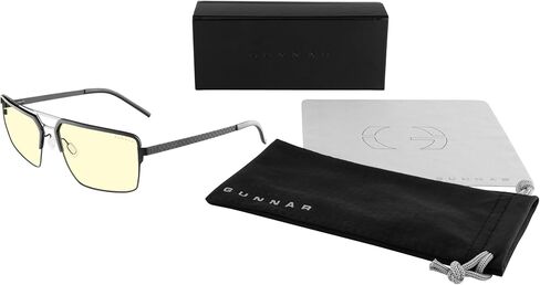 GUNNAR Computer Glasses - Pinnacles Onyx Silver Amber Lens - Blue Light Blocking Anti Glare in Saudi Arabia