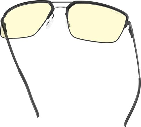 GUNNAR Computer Glasses - Pinnacles Onyx Silver Amber Lens - Blue Light Blocking Anti Glare in Saudi Arabia