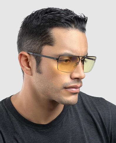 GUNNAR Computer Glasses - Pinnacles Onyx Silver Amber Lens - Blue Light Blocking Anti Glare in Saudi Arabia