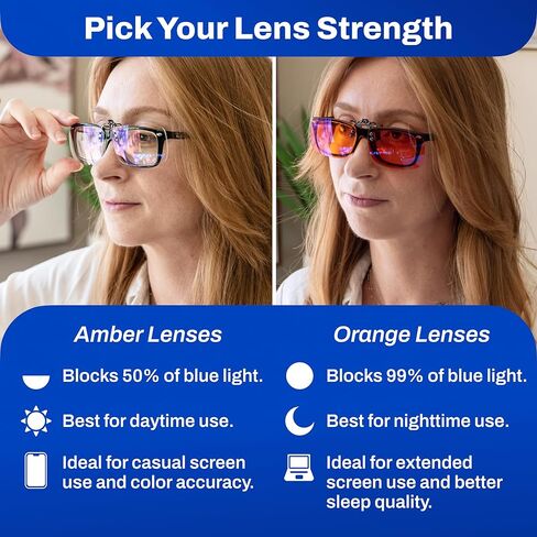 DefenderShield Blue Light Blocking Clip-On Lenses for Computer, Mobile, Gaming, Sleep - Anti Eyestrain, Headache (99% Orange) in Saudi Arabia