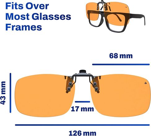 DefenderShield Blue Light Blocking Clip-On Lenses for Computer, Mobile, Gaming, Sleep - Anti Eyestrain, Headache (99% Orange) in Saudi Arabia