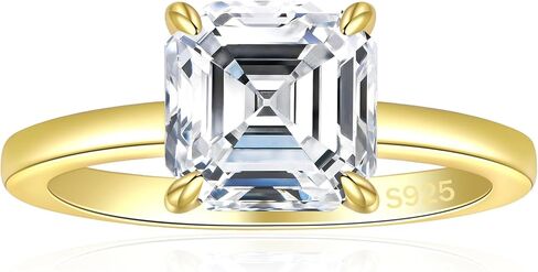 3CT 925 Sterling Silver Engagement Rings for Women Asscher Cut Solitaire Cubic Zirconia Wedding Promise Rings for Her Size 4-11 in Saudi Arabia