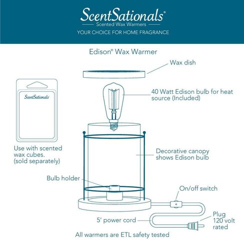 Scentsationals Wax Melt Warmer, Wax Warmer for Scented Wax Melts - Edison Collection Bronze - Candle Wax Melter for Fragrance Cubes and Tarts in Saudi Arabia