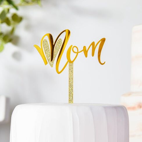 6 pcs Happy Mother's Day Cake Topper Cake topper Acrylic Mirror Cake topper Decorative Party Cake Decoration for Mother's Day (mother's day wreath) in Kuwait