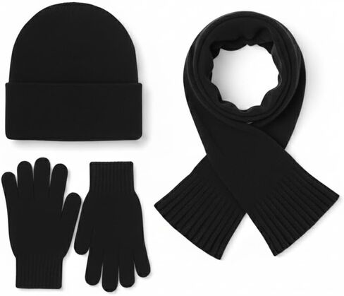 Kids Winter Hat, Scarf & Gloves Set Warm Knit Beanie, Magic Gloves and Soft Scarf for Boys & Girls in Saudi Arabia
