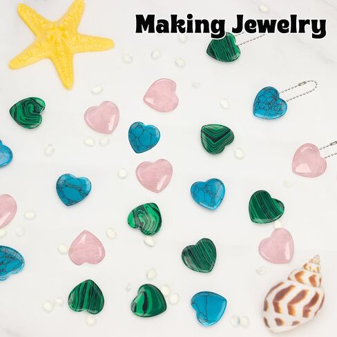 10 Pcs Heart Healing Crystal Stones, Quartz Worry Stones, Valentines Gift for Women, Love Carved Palm Gemstone for Reiki Energy Balancing Meditation 0.8 in (Malachite) in Saudi Arabia
