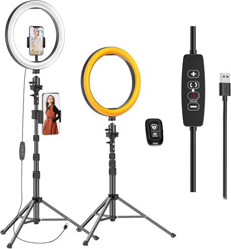 EMART 10" Ring Light with 55" Extendable Tripod Stands and Phone Holder, Dimmable LED Circle Round Light for Selfie Camera Photography/Makeup/YouTube Video/Vlogging/Live Streaming in Saudi Arabia