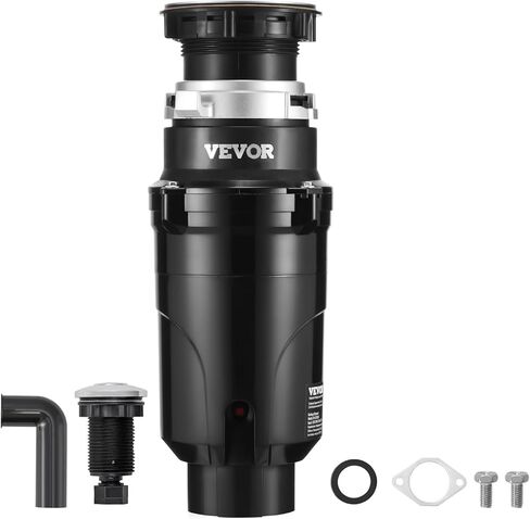 VEVOR Garbage Disposal, 3/4 HP 3260RPM Continuous Feed Food Waste Disposer, 3-Bolt Mount Food Waste Grinding System with Sound Reduction, Power Cord & Splash Guard for Kitchen Sinks in Kuwait