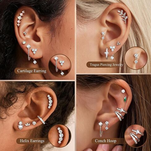 Flat Back Earrings for Women Stud Hoop Cartilage Earring Set for Multiple Piercing Stainless Steel Small Stud Tragus Helix Piercing Jewelry 18K Gold Plated Flatback Stud Earrings Stacks in Saudi Arabia