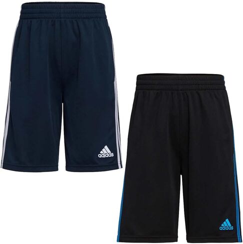 شورت adidas Youth 2-Pack 3 Stripes (كبير 14/16، كحلي/أبيض وأسود/أزرق فاتح) in Saudi Arabia
