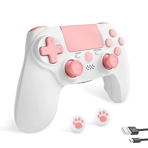 LinHugame Wireless Controller لـ PS4 ، متوافق مع PS4/Slim/Pro/PC ， مع بطارية USB C/800mAh بطارية/6 محاور Gyro/3.5 مم مقبس الصوت/متعدد اللمس in Kuwait