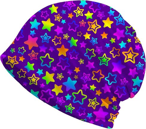 Abstract Neon Purple Women's Slouchy Beanie Hat Cute Turban Hats Cancer Headwear Caps Baggy Skull Sleep Scarf in Saudi Arabia