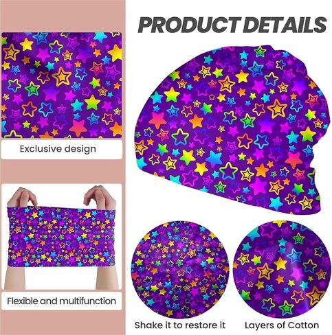 Abstract Neon Purple Women's Slouchy Beanie Hat Cute Turban Hats Cancer Headwear Caps Baggy Skull Sleep Scarf in Saudi Arabia
