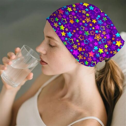 Abstract Neon Purple Women's Slouchy Beanie Hat Cute Turban Hats Cancer Headwear Caps Baggy Skull Sleep Scarf in Saudi Arabia